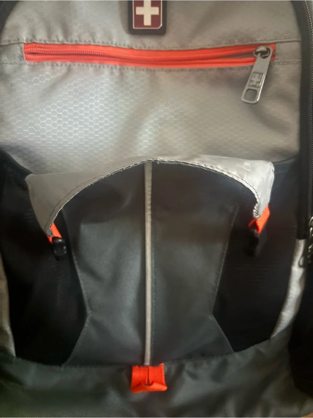 Swiss Tech Banded Gray and Black Men's Backpack with Orange Accents